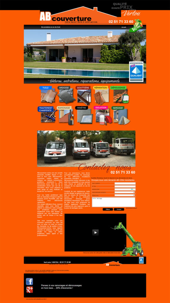 Aperçu du site d'AB Couverture avant le travail de refonte de l'agence touvabene